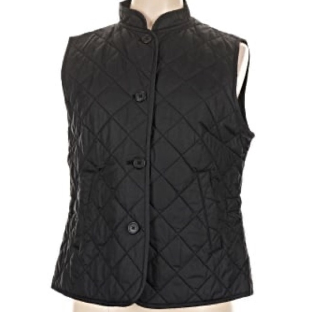 GAP Women's Black Quilted Button-Front Vest
